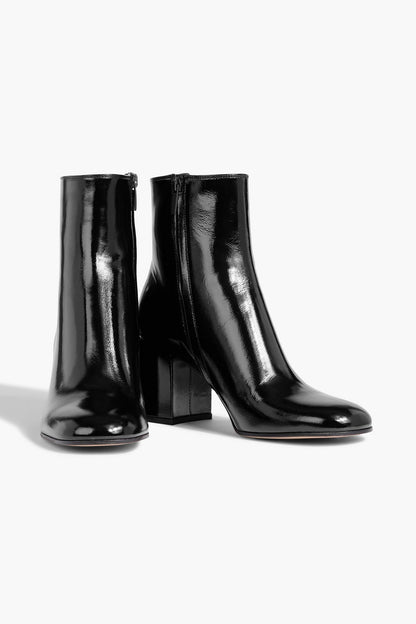 Gianvito Rossi Joelle Patent-Leather Ankle Boots Black Women's