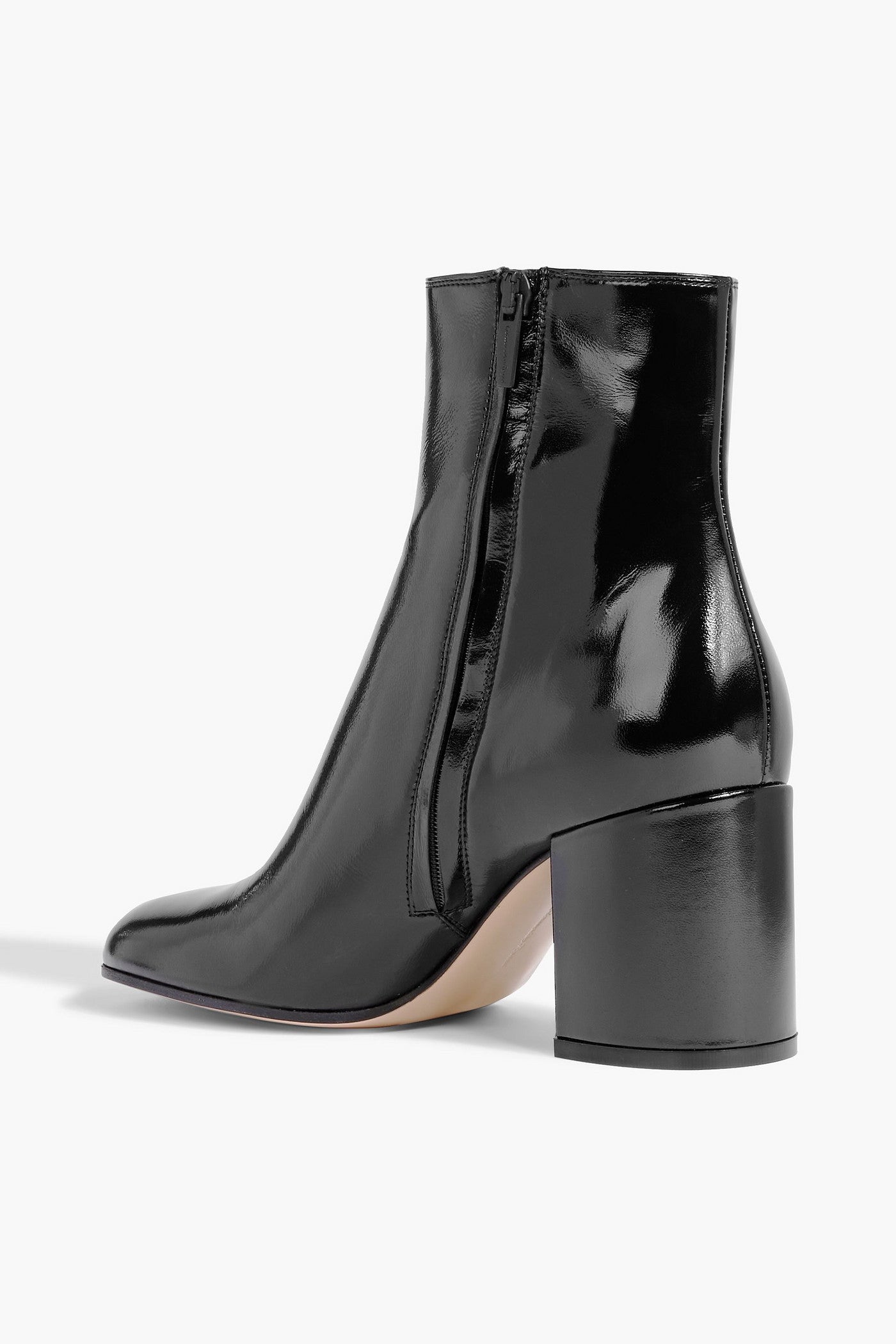 Gianvito Rossi Joelle Patent-Leather Ankle Boots Black Women's