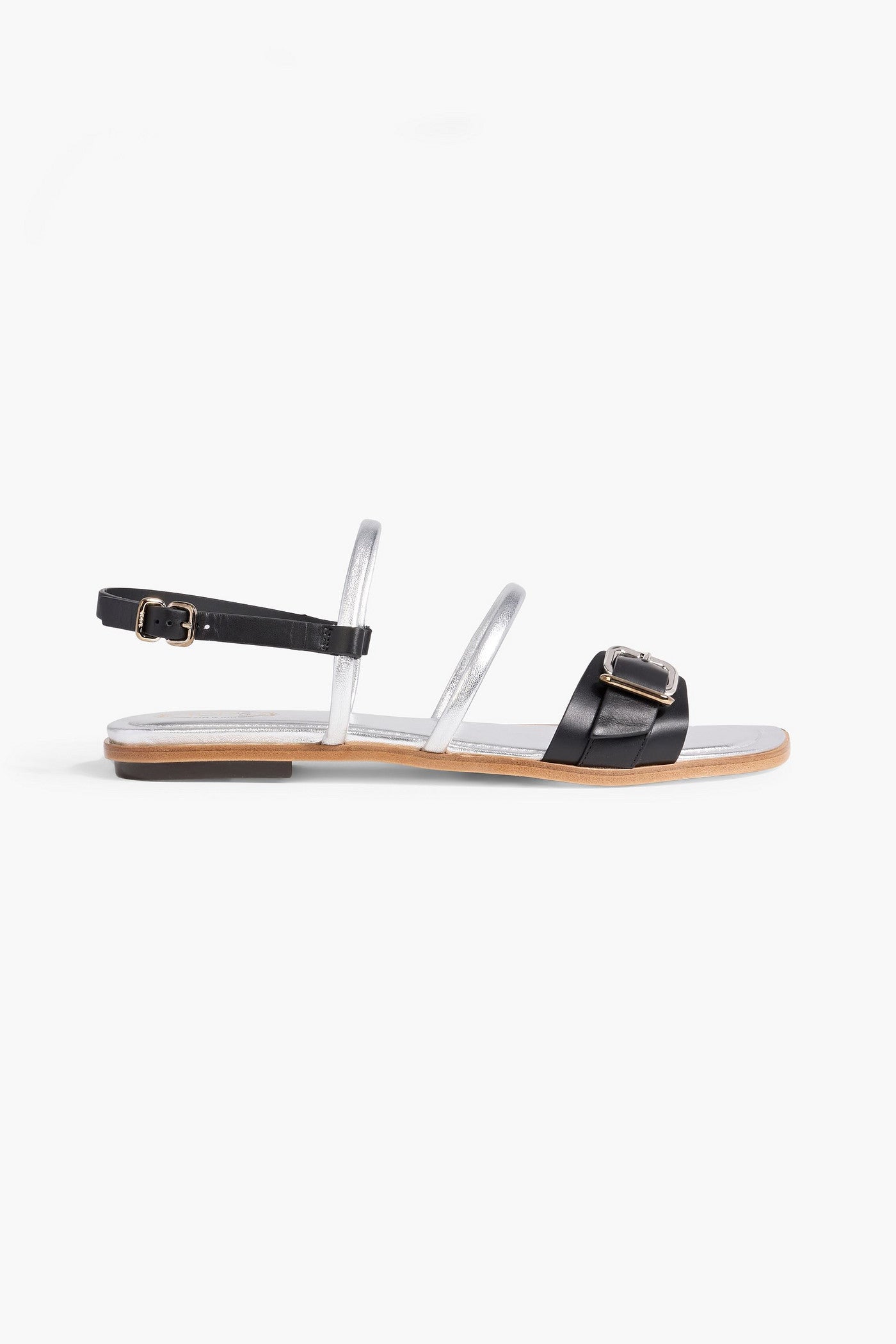 Tod's Smooth And Metallic Leather Slingback Sandals Silver Women's