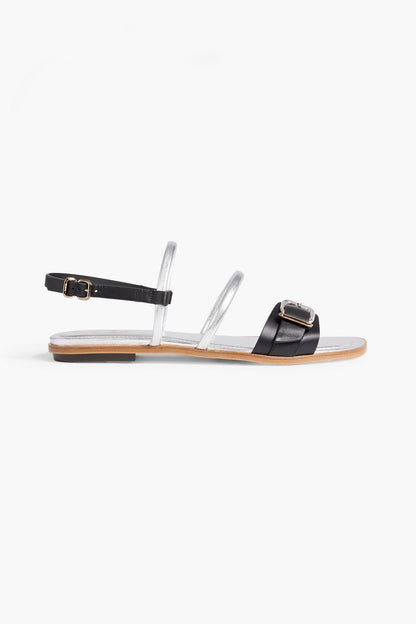 Tod's Smooth And Metallic Leather Slingback Sandals Silver Women's