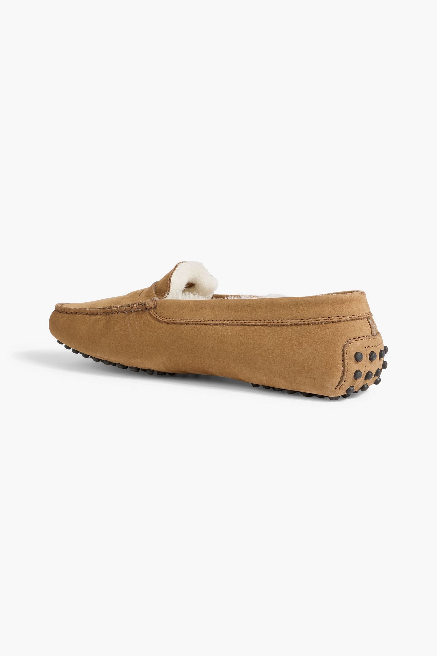 Tod's Gommino Shearling-Lined Suede Loafers Sand Women's