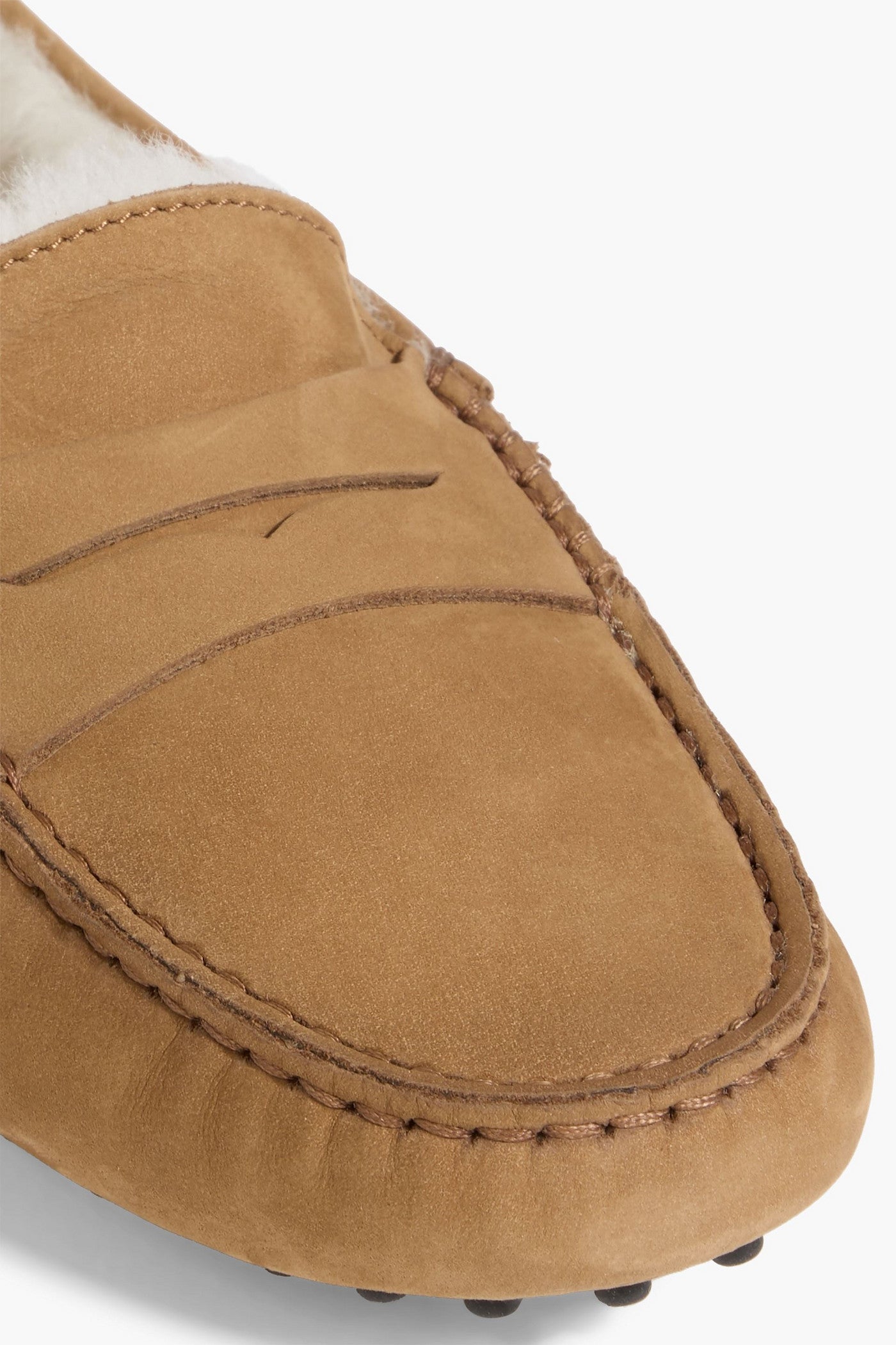 Tod's Gommino Shearling-Lined Suede Loafers Sand Women's