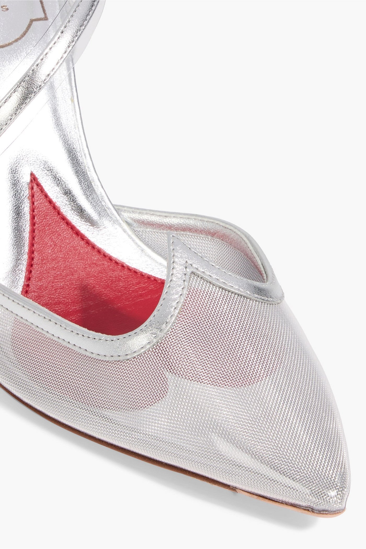 Roger Vivier I Love Vivier Metallic Leather-Trimmed Mesh And Pvc Slingback Pumps Silver Women's