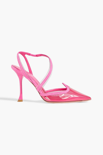Roger Vivier I Love Vivier Suede-Trimmed Mesh And Pvc Slingback Pumps Pink Women's