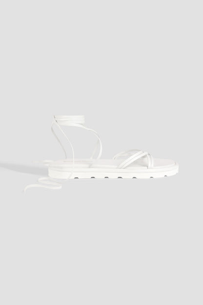 Gianvito Rossi Jane Lace-Up Leather Sandals White Women's