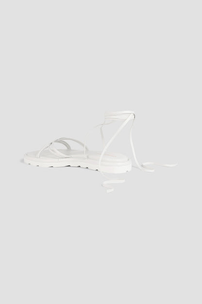 Gianvito Rossi Jane Lace-Up Leather Sandals White Women's