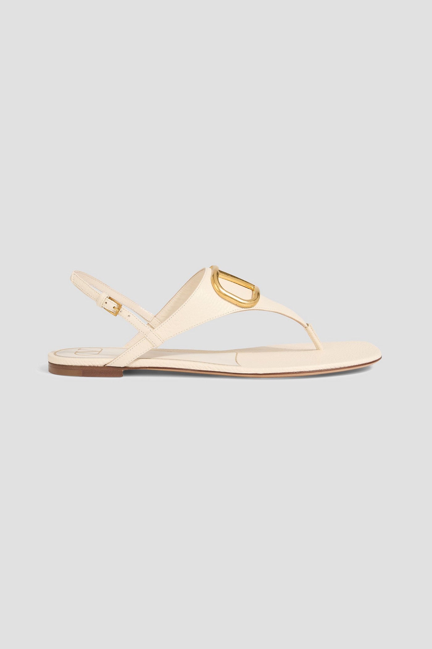 Valentino Garavani Vlogo Pebbled-Leather Slingback Sandals Ivory Women's