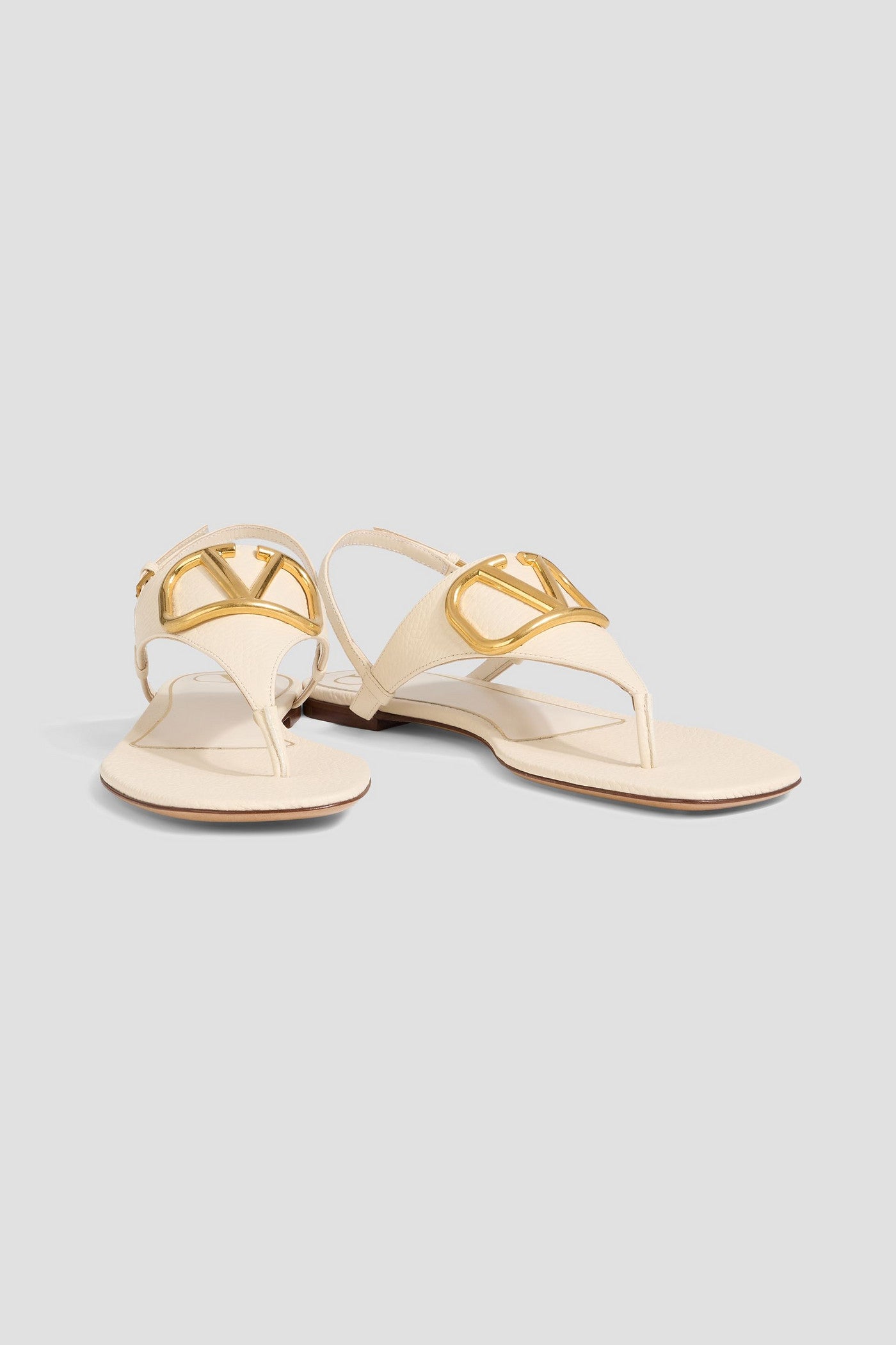 Valentino Garavani Vlogo Pebbled-Leather Slingback Sandals Ivory Women's