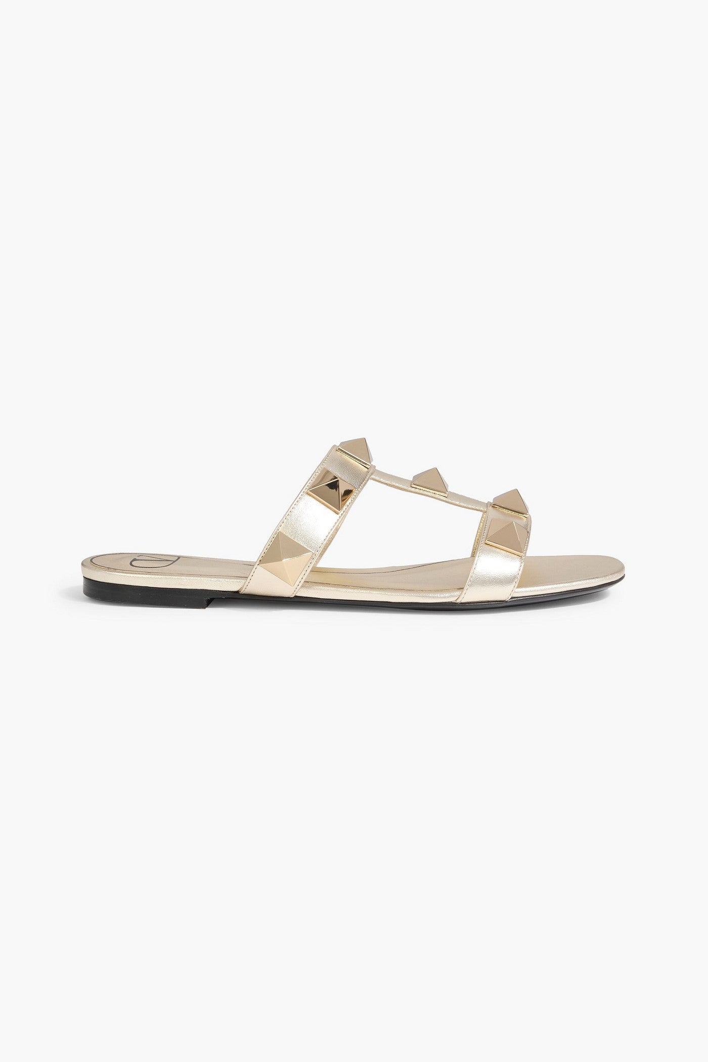 Valentino Garavani Rockstud Metallic Leather Sandals Gold Women's