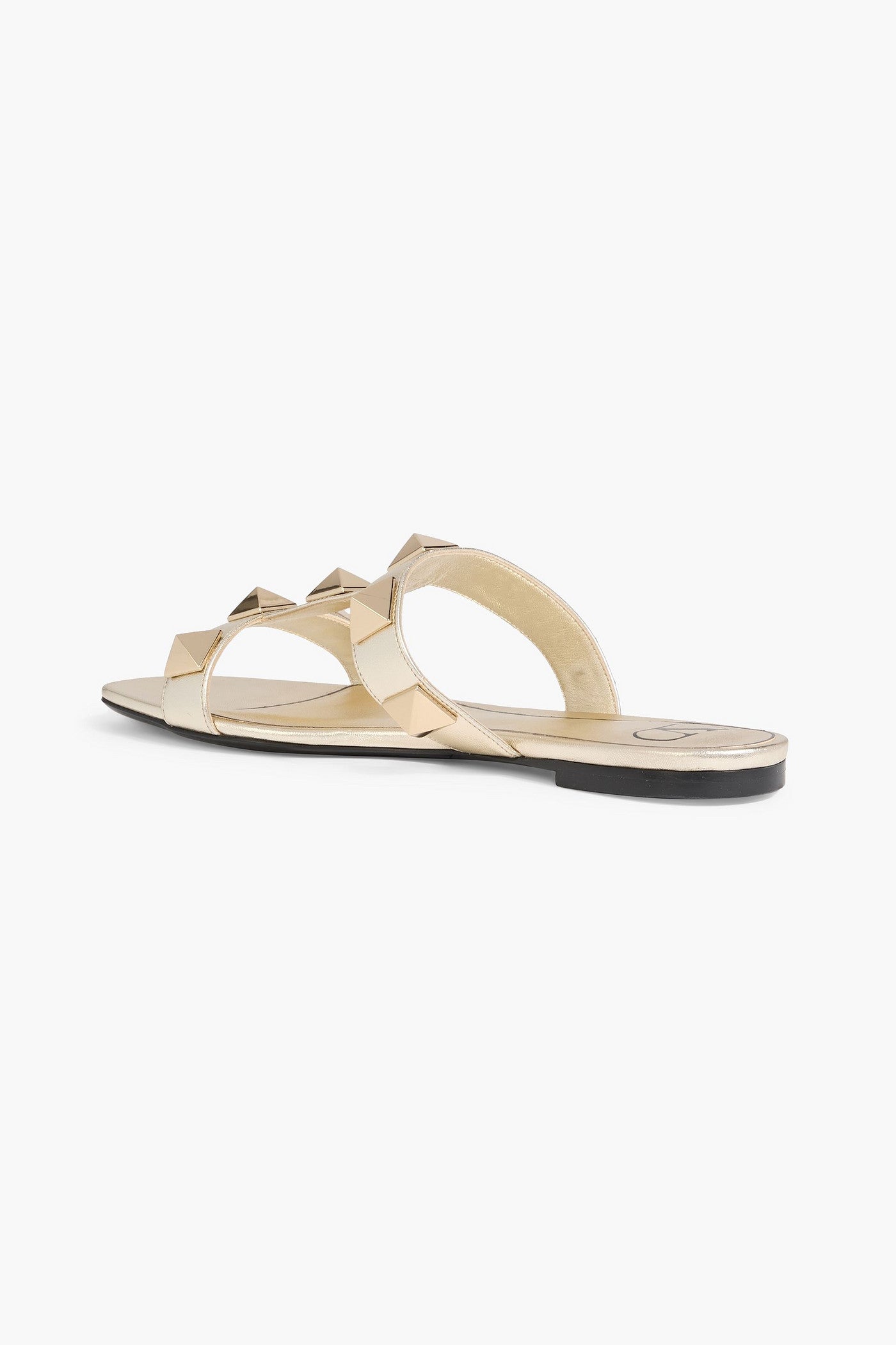 Valentino Garavani Rockstud Metallic Leather Sandals Gold Women's