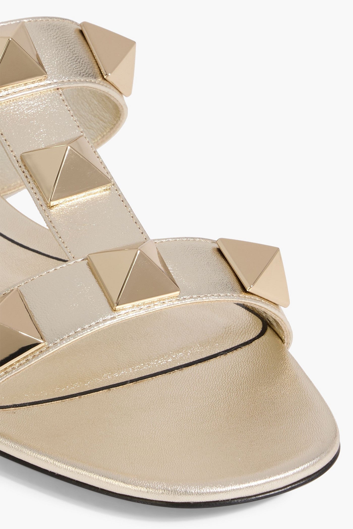 Valentino Garavani Rockstud Metallic Leather Sandals Gold Women's