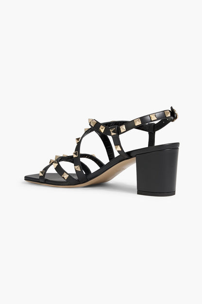 Valentino Garavani Rockstud Leather Slingback Sandals Black Women's