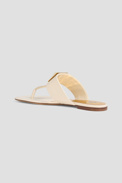 Valentino Garavani One Stud Leather Sandals Ivory Women's