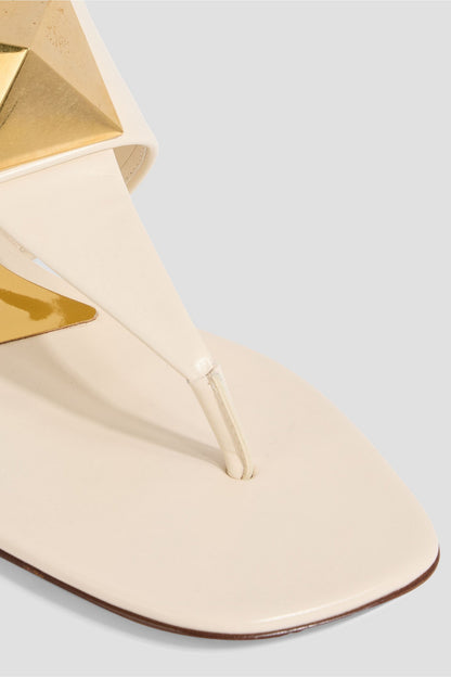 Valentino Garavani One Stud Leather Sandals Ivory Women's