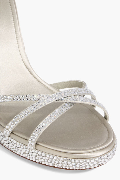Valentino Garavani Eveninglam Crystal-Embellished Satin Platform Sandals Silver Women's