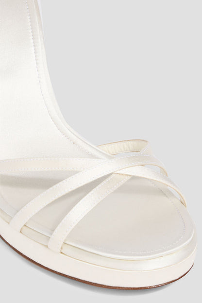 Valentino Garavani Eveninglam 100 Satin Platform Sandals Off-White Women's
