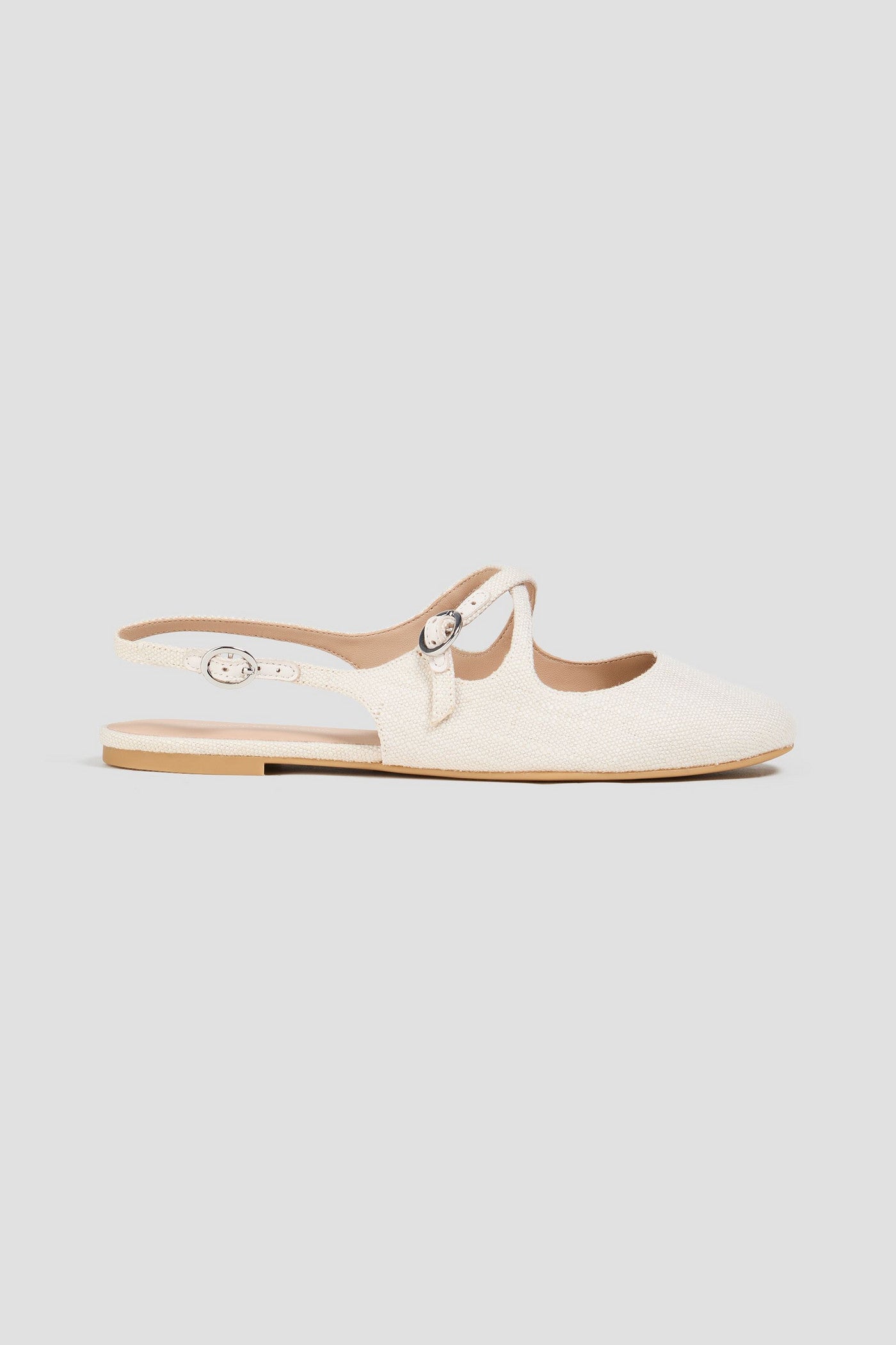 Stuart Weitzman Clover Canvas Slingback Flats Ecru Women's