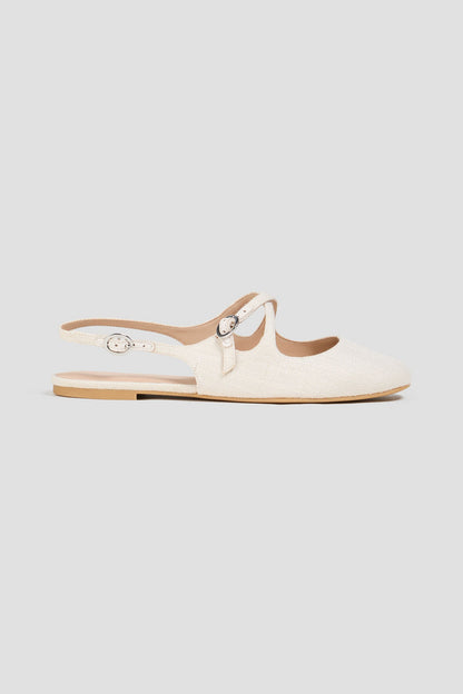 Stuart Weitzman Clover Canvas Slingback Flats Ecru Women's