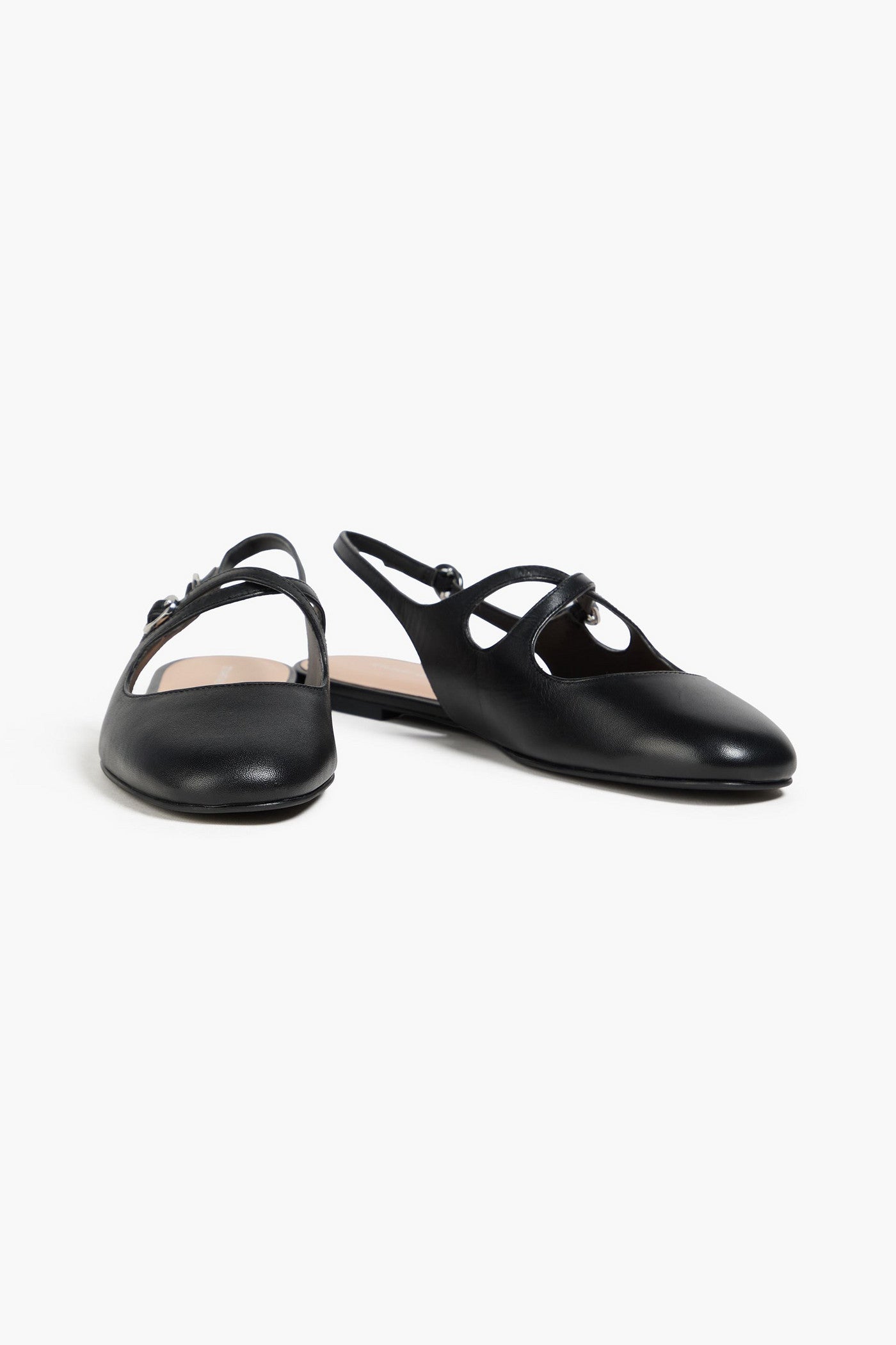 Stuart Weitzman Clover Leather Slingback Flats Black Women's