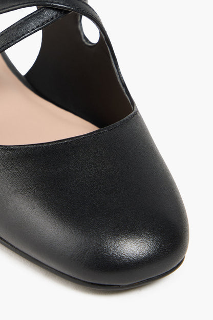 Stuart Weitzman Clover Leather Slingback Flats Black Women's