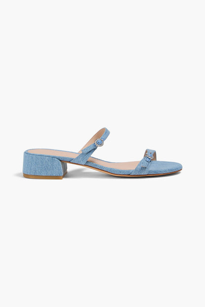 Stuart Weitzman Ginger Denim Mules Light Denim Women's