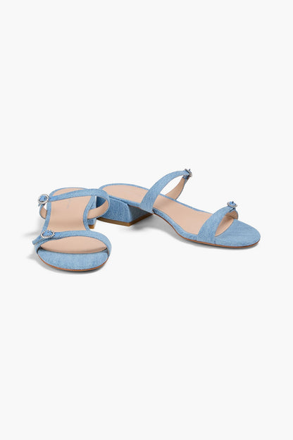 Stuart Weitzman Ginger Denim Mules Light Denim Women's
