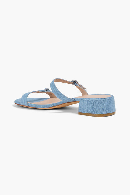 Stuart Weitzman Ginger Denim Mules Light Denim Women's