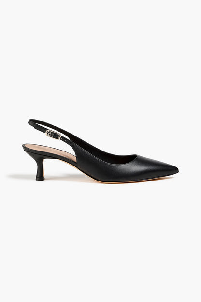 Stuart Weitzman Isla 50 Leather Slingback Pumps Black Women's