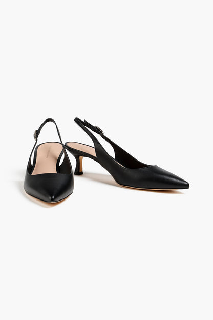 Stuart Weitzman Isla 50 Leather Slingback Pumps Black Women's