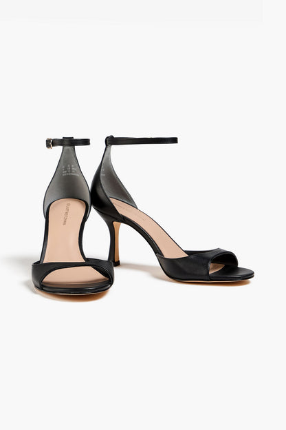 Stuart Weitzman Isla 75 Leather Sandals Black Women's