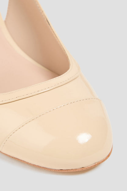 Stuart Weitzman Celina 60 Patent-Leather Slingback Pumps Cream Women's