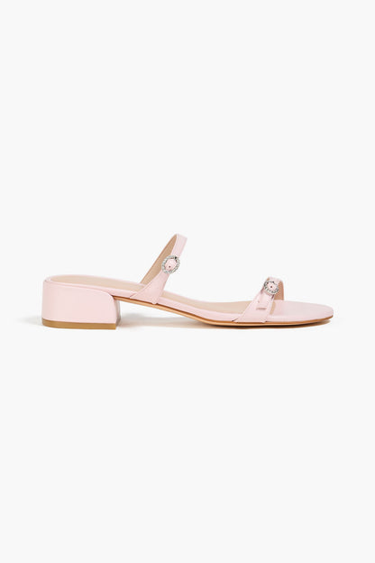 Stuart Weitzman Ginger Leather Mules Baby Pink Women's