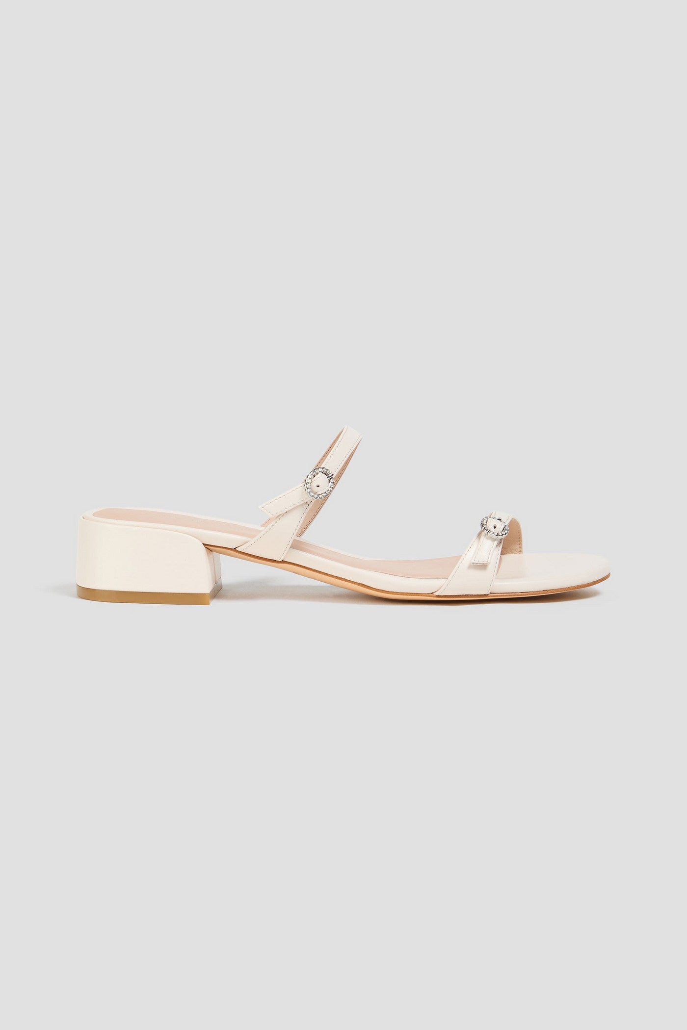 Stuart Weitzman Ginger Leather Mules Cream Women's
