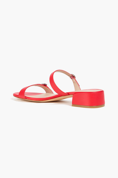 Stuart Weitzman Ginger Leather Mules Red Women's