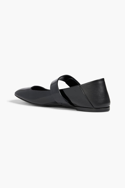 Valentino Garavani Vlogo Locker Patent-Leather Mary Jane Flats Black Women's