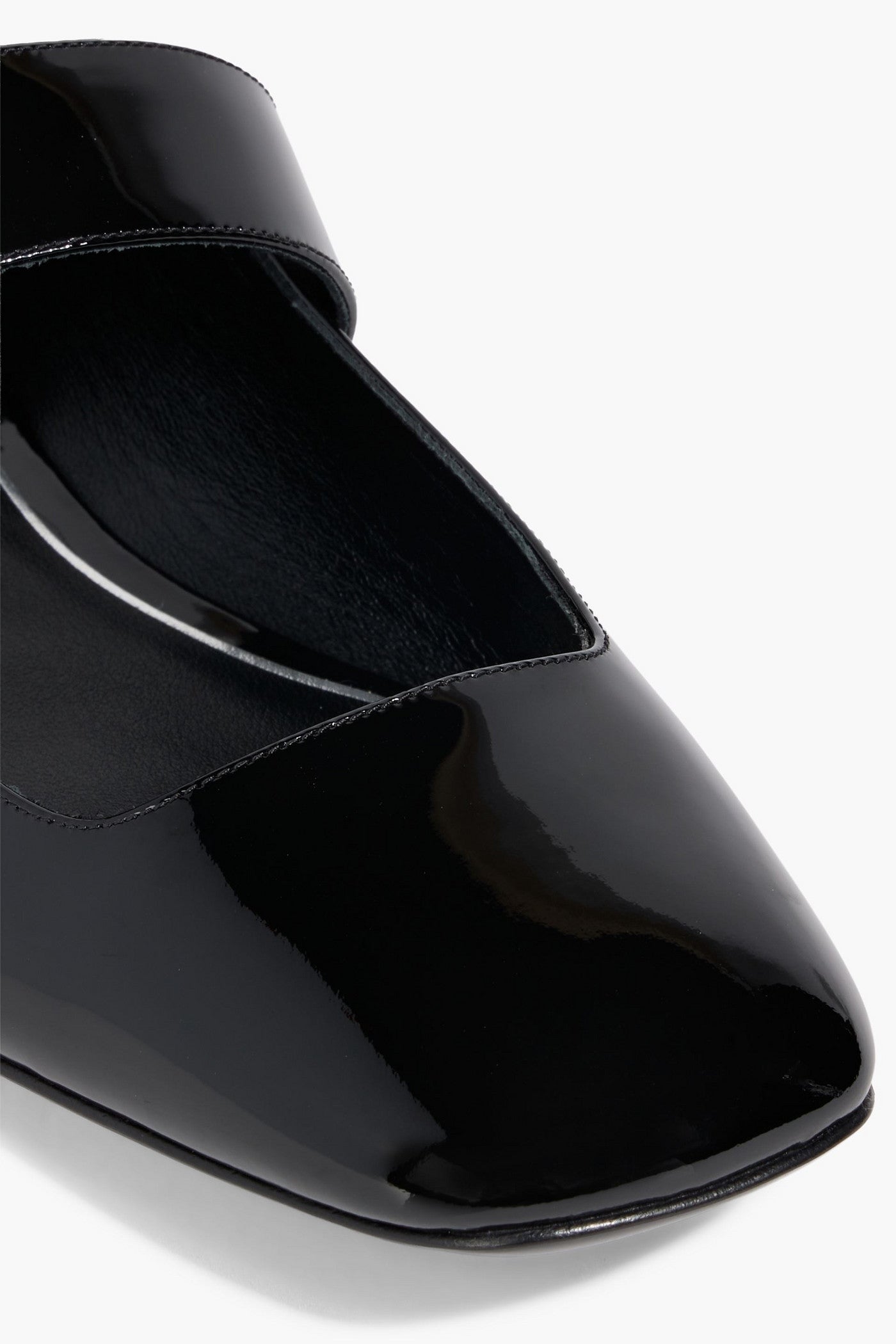Valentino Garavani Vlogo Locker Patent-Leather Mary Jane Flats Black Women's