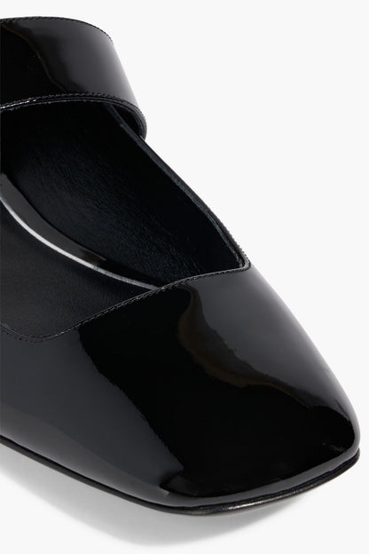Valentino Garavani Vlogo Locker Patent-Leather Mary Jane Flats Black Women's