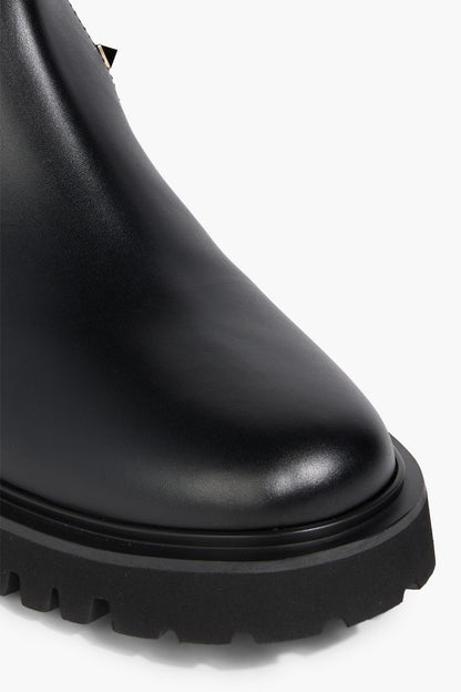 Valentino Garavani Rockstud Leather Ankle Boots Black Women's