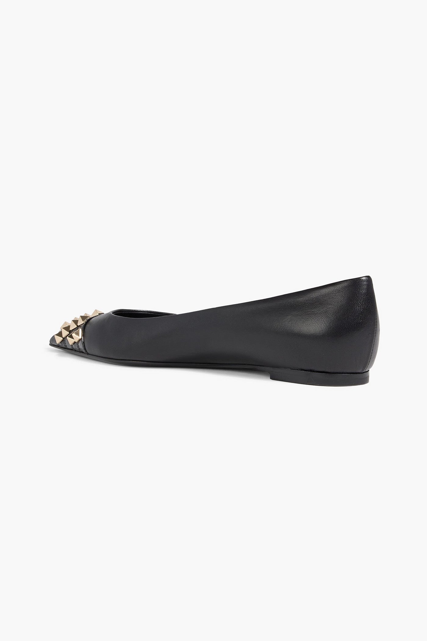 Valentino Garavani Rockstud Alcove Leather Point-Toe Flats Black Women's