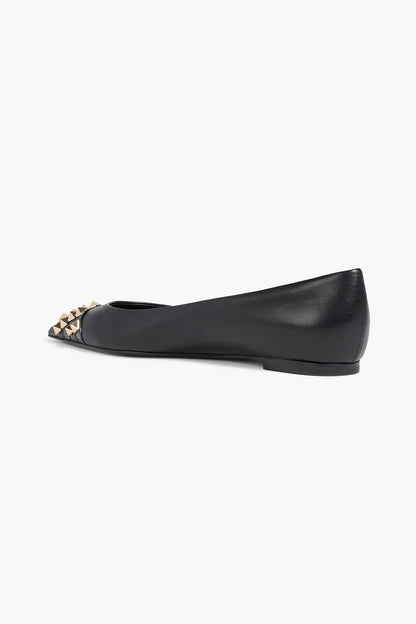 Valentino Garavani Rockstud Alcove Leather Point-Toe Flats Black Women's