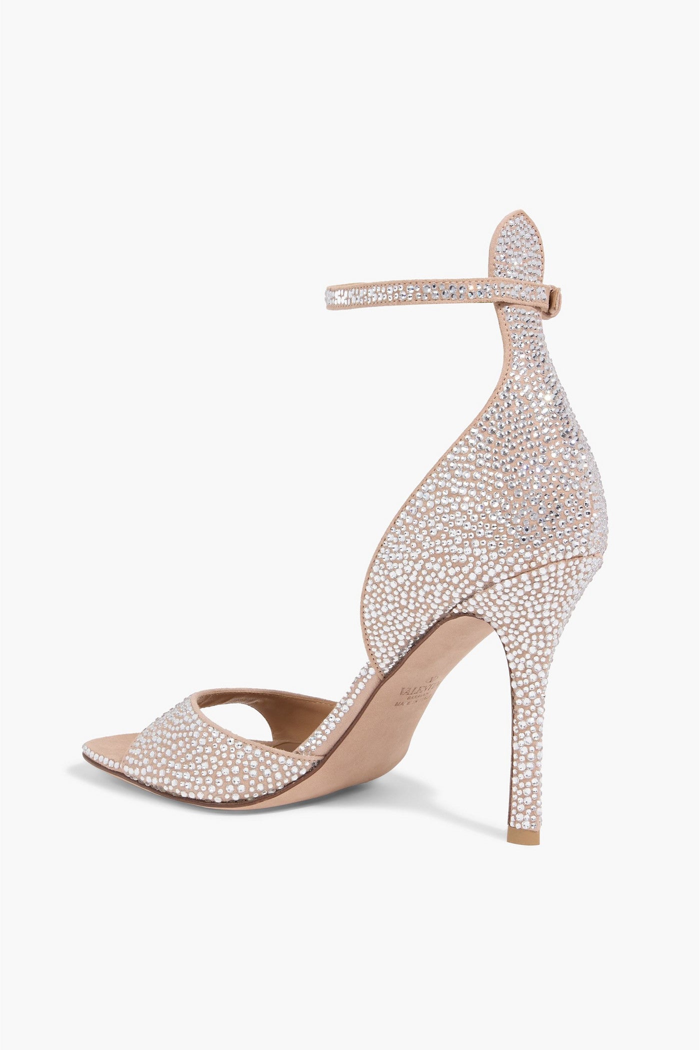 Valentino Garavani Crystal-Embellished Suede Sandals Neutral Women's