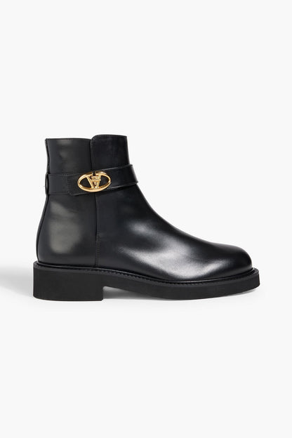 Valentino Garavani Vlogo Leather Ankle Boots Black Women's
