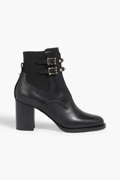 Valentino Garavani Rockstud Leather Ankle Boots Black Women's