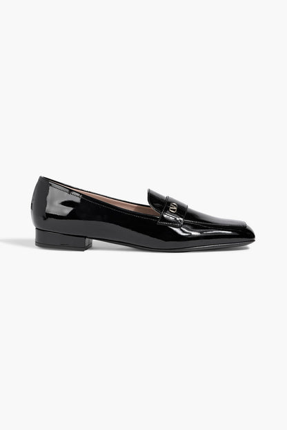 Valentino Garavani Vlogo Patent-Leather Loafers Black Women's