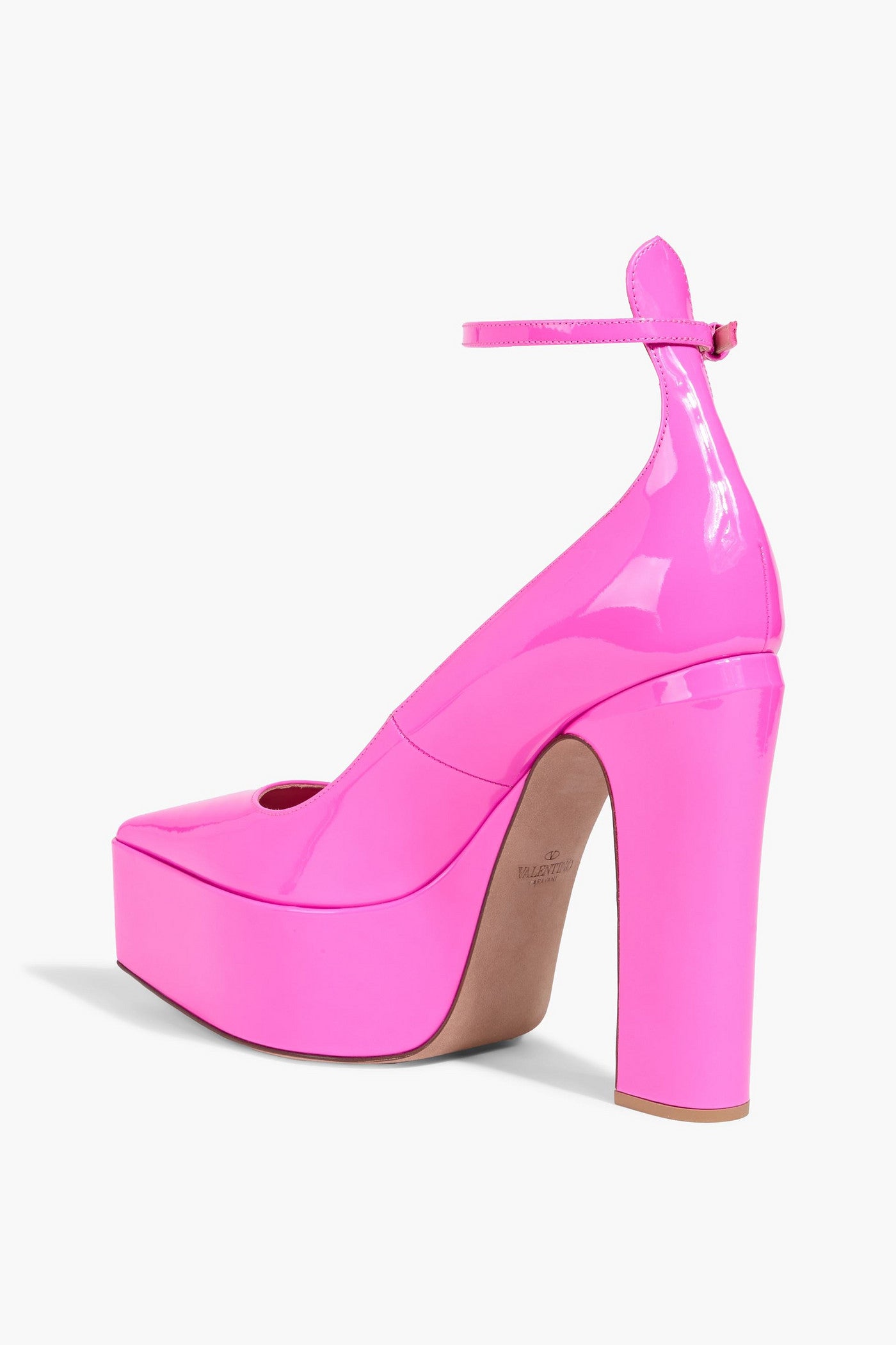 Valentino Garavani Tan-Go Patent-Leather Pumps Bright Pink Women's