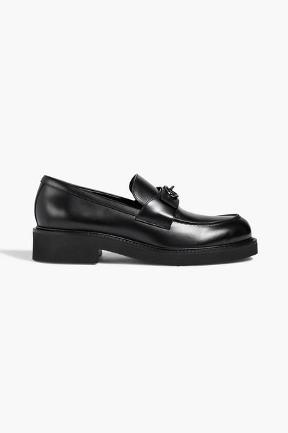 Valentino Garavani Vlogo Signature Leather Loafers Black Women's