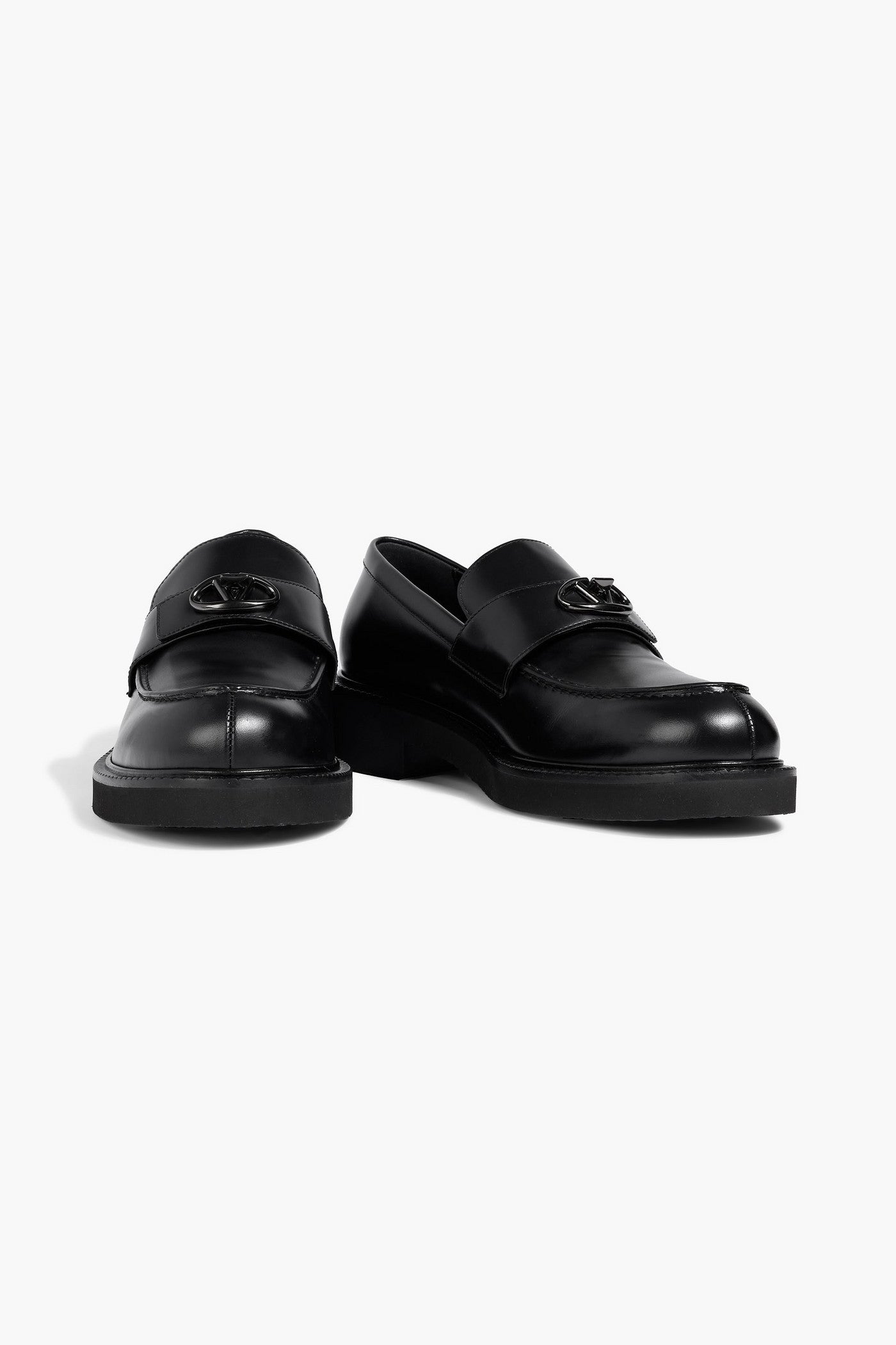 Valentino Garavani Vlogo Signature Leather Loafers Black Women's
