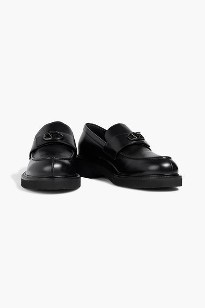 Valentino Garavani Vlogo Signature Leather Loafers Black Women's