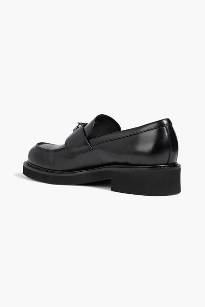 Valentino Garavani Vlogo Signature Leather Loafers Black Women's