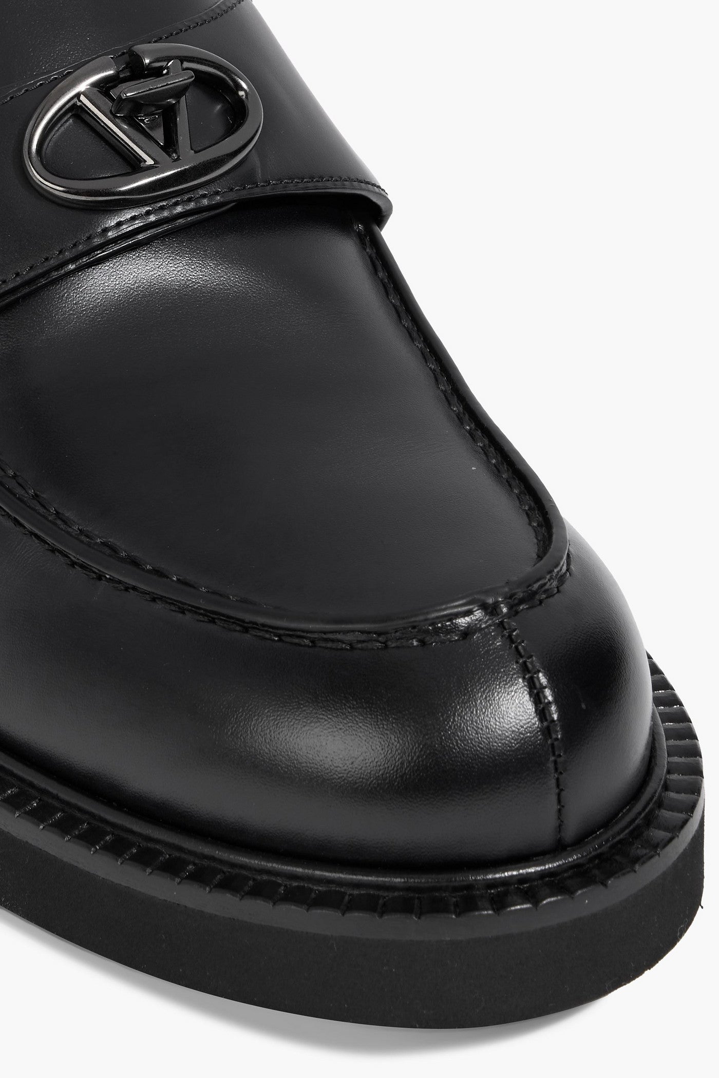 Valentino Garavani Vlogo Signature Leather Loafers Black Women's